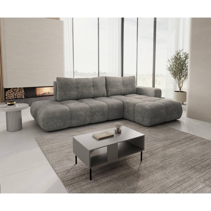 by fonQ Charme Hoekbank Rechts  met Slaapfunctie - Chenille - Donkergrijs