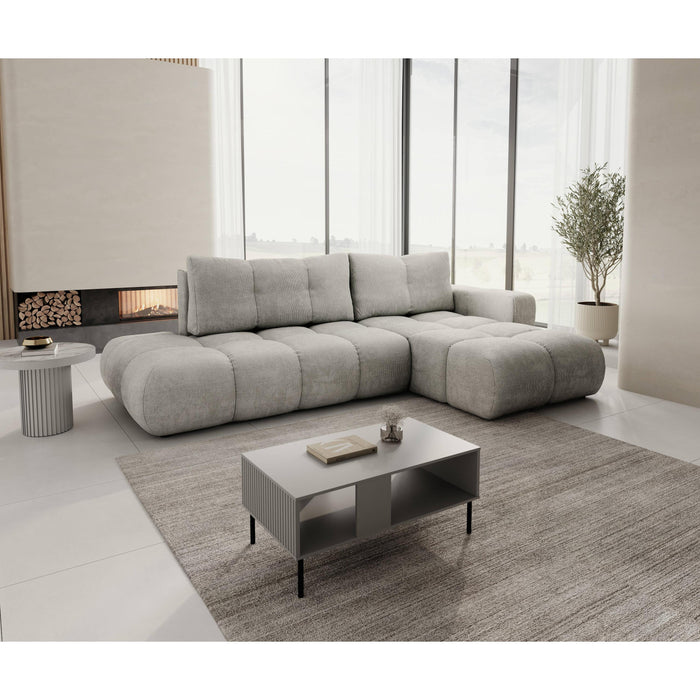 by fonQ Charme Hoekbank Rechts  met Slaapfunctie - Chenille - Lichtgrijs