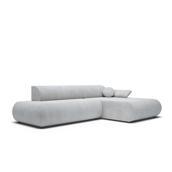 by fonQ Wisp Hoekbank met Chaise Longue Rechts met Slaapfunctie - Chenille - Grijs