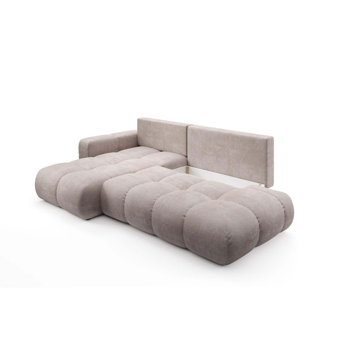 by fonQ Charme Hoekbank Links  met Slaapfunctie - Chenille - Greige