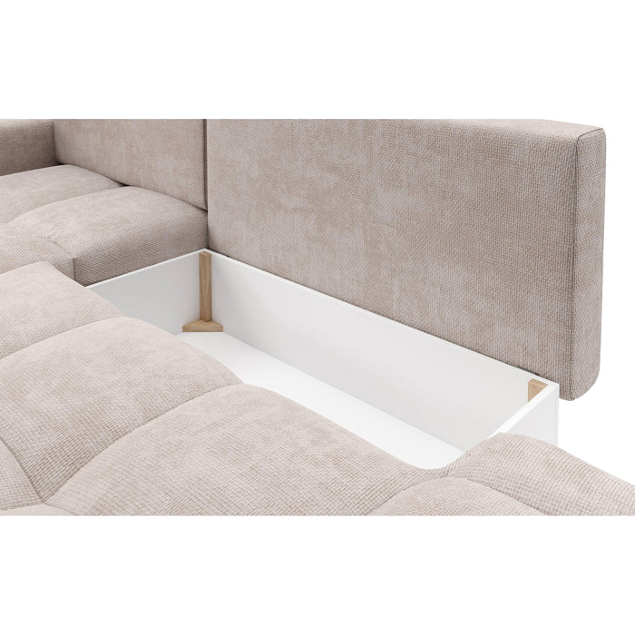 by fonQ Charme Hoekbank Links  met Slaapfunctie - Chenille - Greige