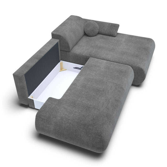 by fonQ Wisp Hoekbank met Chaise Longue Rechts met Slaapfunctie - Chenille - Antraciet