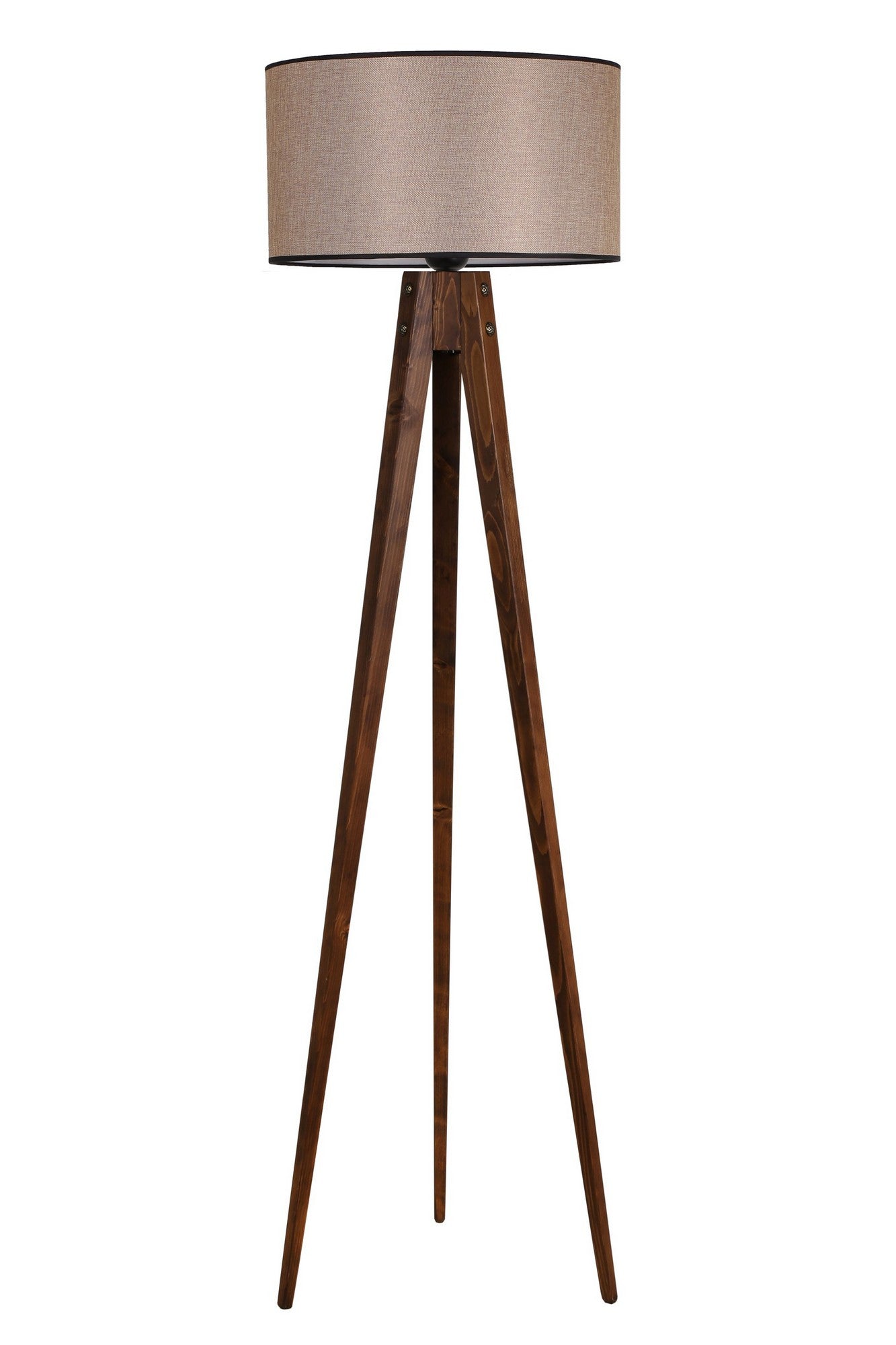 Giga Meubel - Vloerlamp Taupe|Walnoot - 45x45x153cm - Tripod
