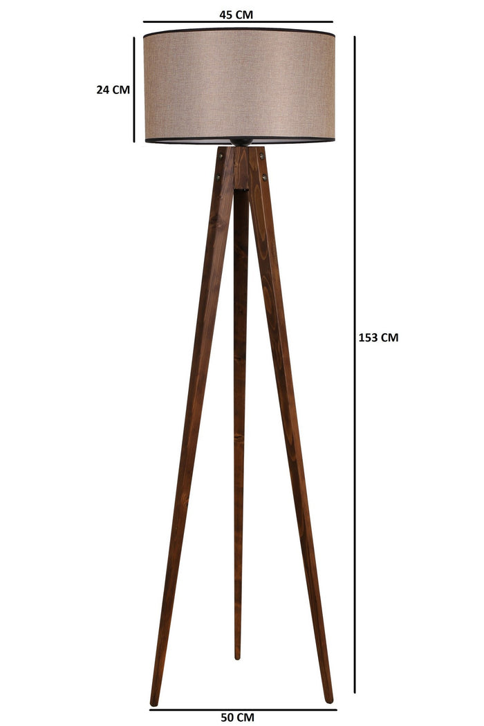 Giga Meubel - Vloerlamp Taupe|Walnoot - 45x45x153cm - Tripod
