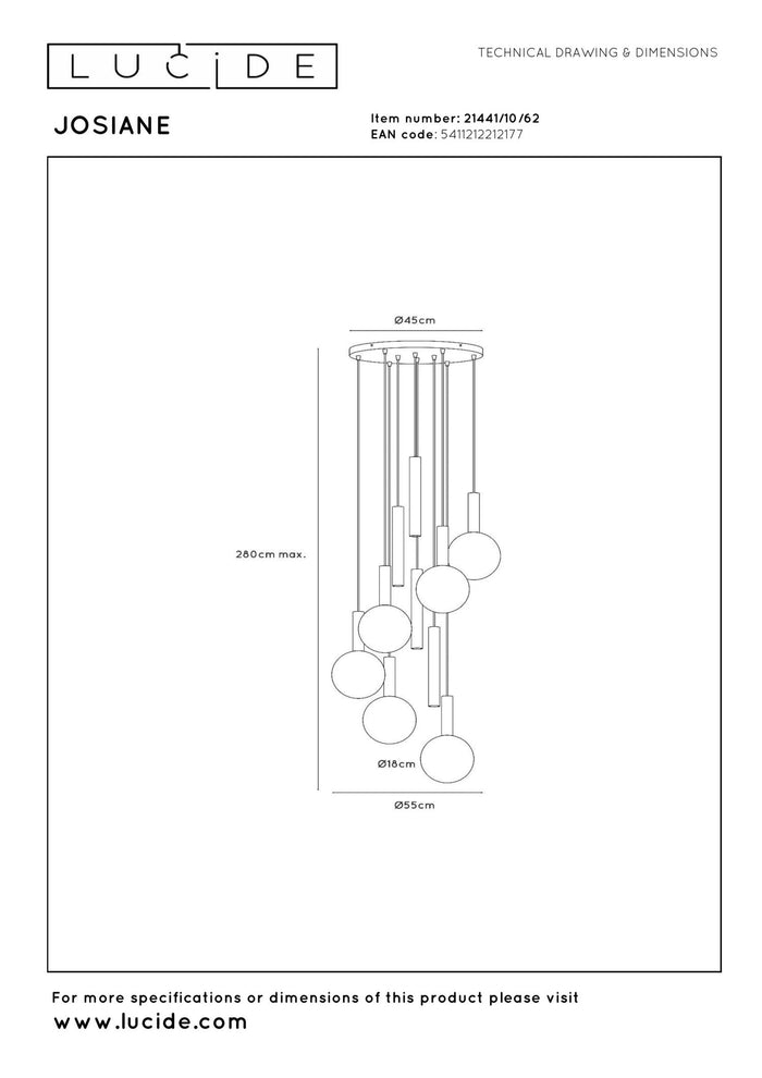 Lucide JOSIANE Hanglamp - Zwart