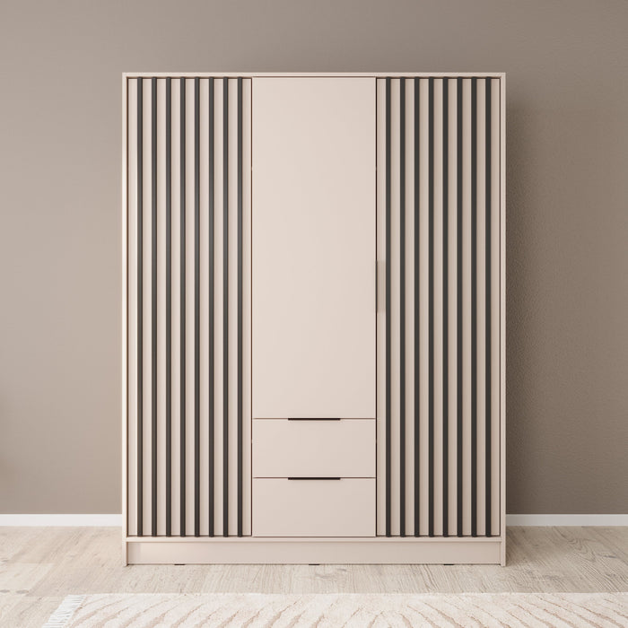 Meubella - Kledingkast Nairobi - Beige - Zwart - 155 cm