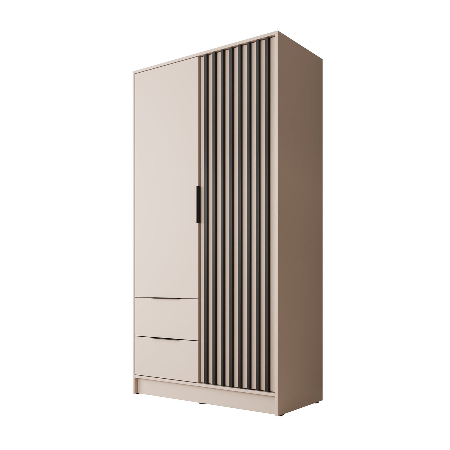 Meubella - Kledingkast Nairobi - Beige - Zwart - 105 cm