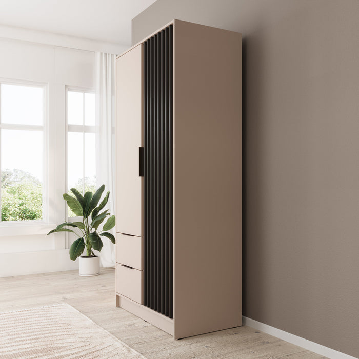 Meubella - Kledingkast Nairobi - Beige - Zwart - 105 cm