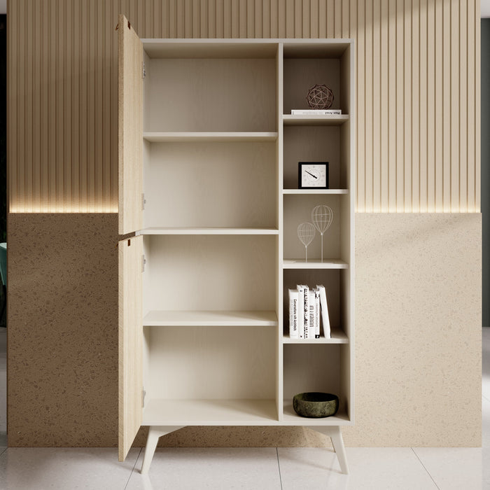 Meubella - Boekenkast Essence - Beige - Licht eiken - 80 cm