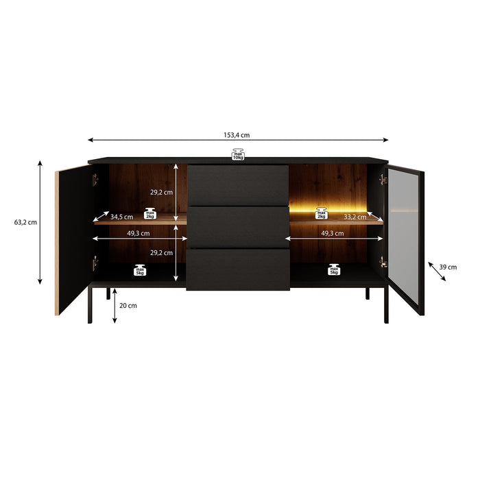 Meubella - Legend 2 - Dressoir - Beige - 153x39x83 cm