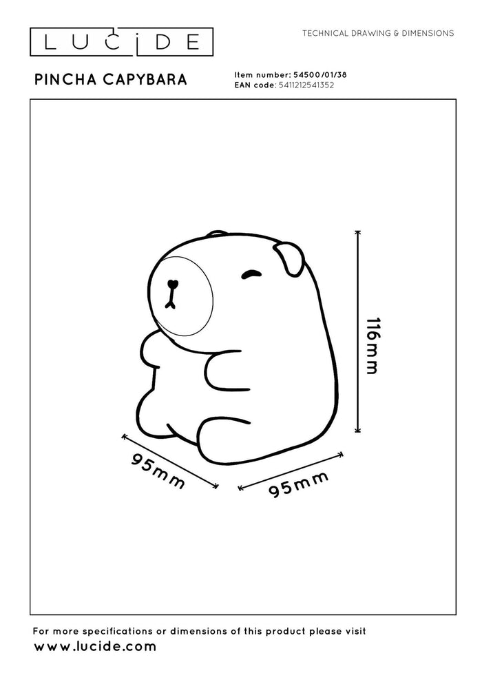 Lucide PINCHA CAPYBARA Tafellamp - Beige