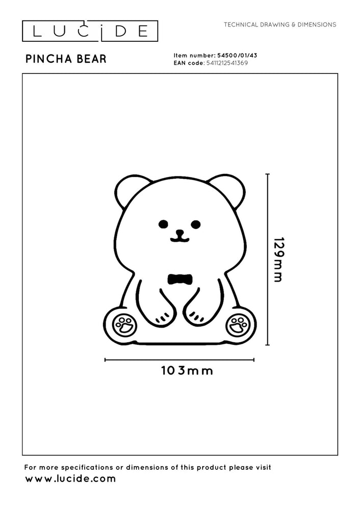Lucide PINCHA BEAR Tafellamp - Bruin