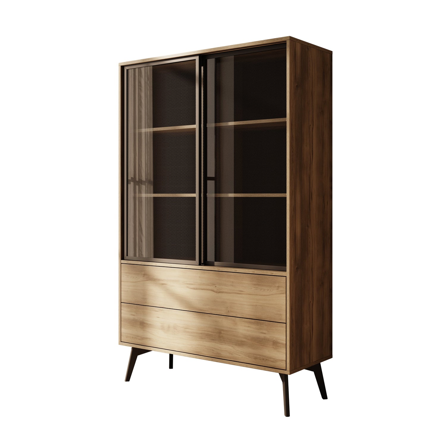 Meubella - Spa - Vitrinekast - Eiken - 100x39x165 cm