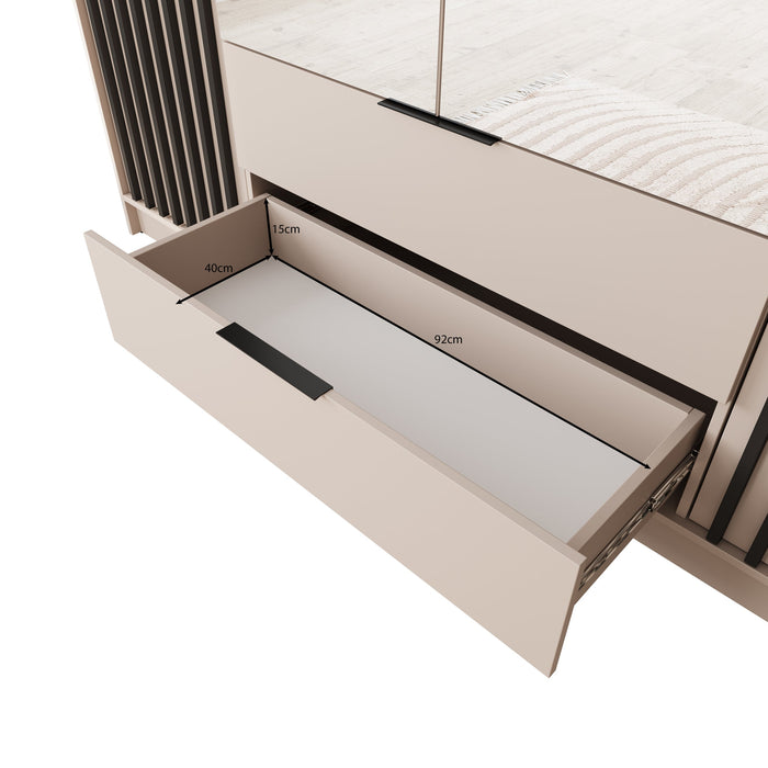 Meubella - Kledingkast Nairobi - Beige - Zwart - 206 cm