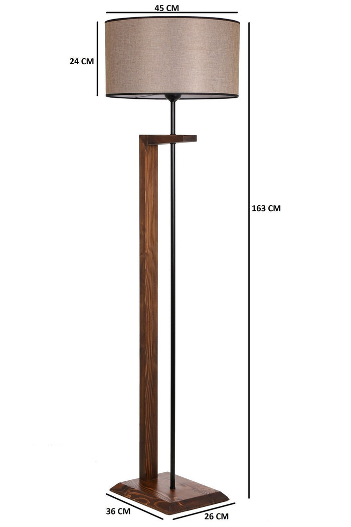 Giga Meubel - Vloerlamp Grijs|Walnoot - 45x45x163cm - Menekse