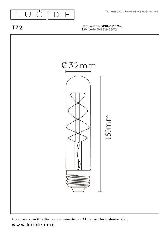 Lucide T32 Filament lamp - Amber