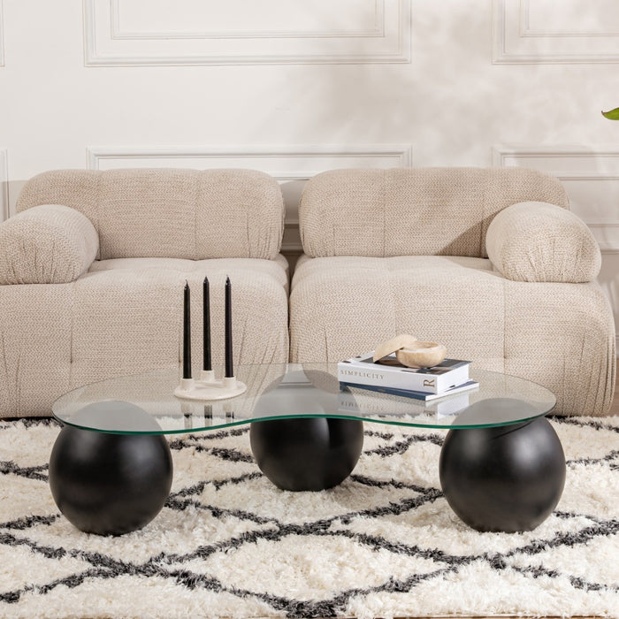 Giga Meubel - Salontafel Glas - Zwart kunststof - 117x60x30cm - Sphere