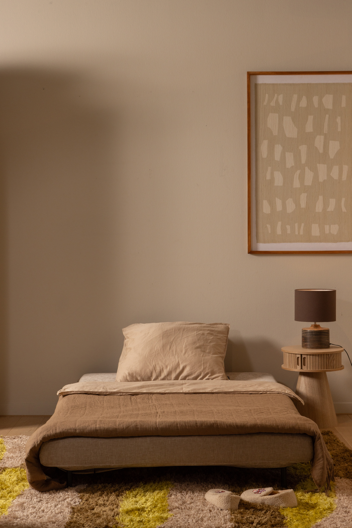 WOOOD Xem Slaapbank - 1-Persoons - Chenille stof - Naturel - 80x122x92