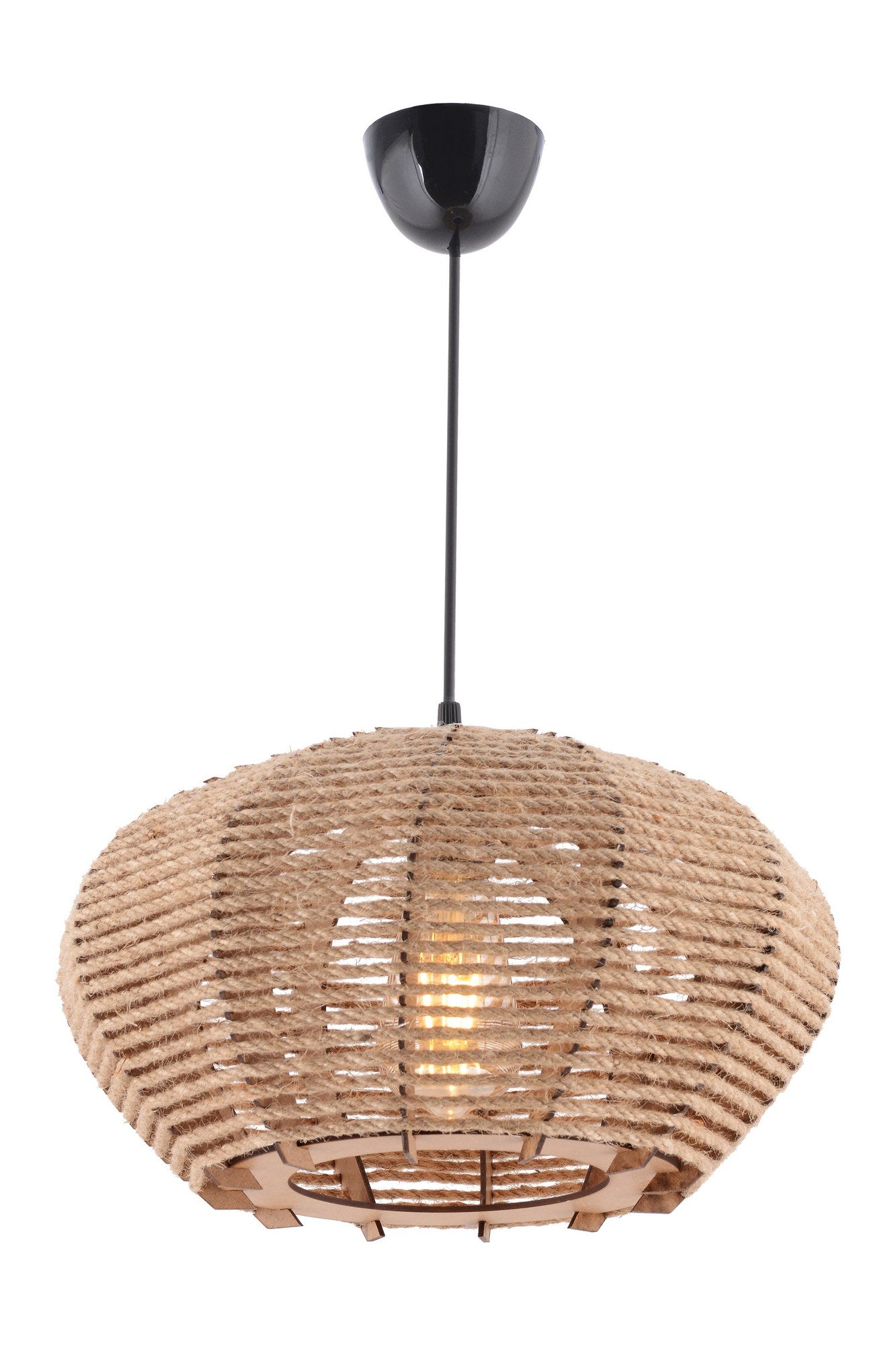 Giga Meubel - Hanglamp Bruin Jute - 35x35x65cm - Ellipse