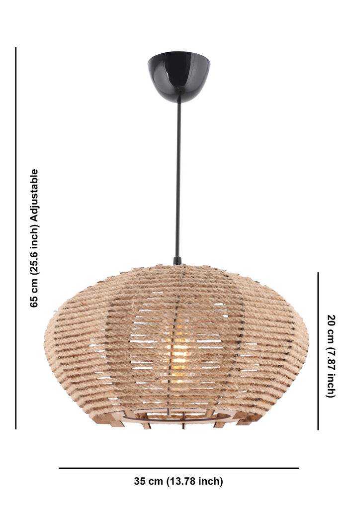 Giga Meubel - Hanglamp Bruin Jute - 35x35x65cm - Ellipse