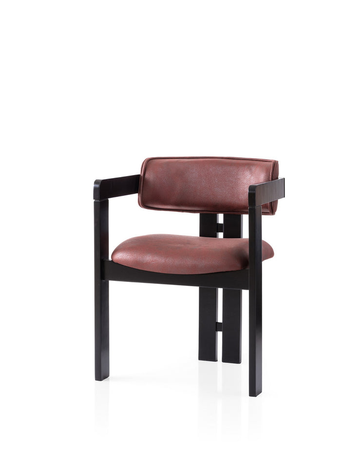 Giga Meubel - Eetkamerstoel Zwart - Rood|Stof - Cozy