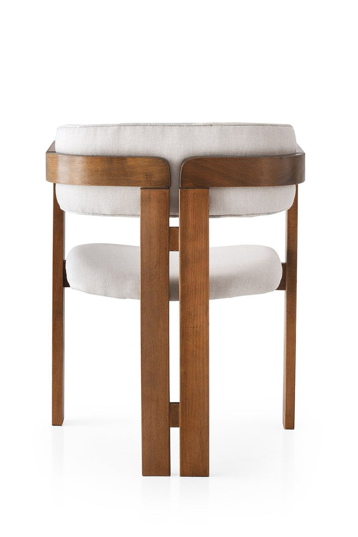 Giga Meubel - Eetkamerstoel Walnoot - Wit|Linnen - Cozy