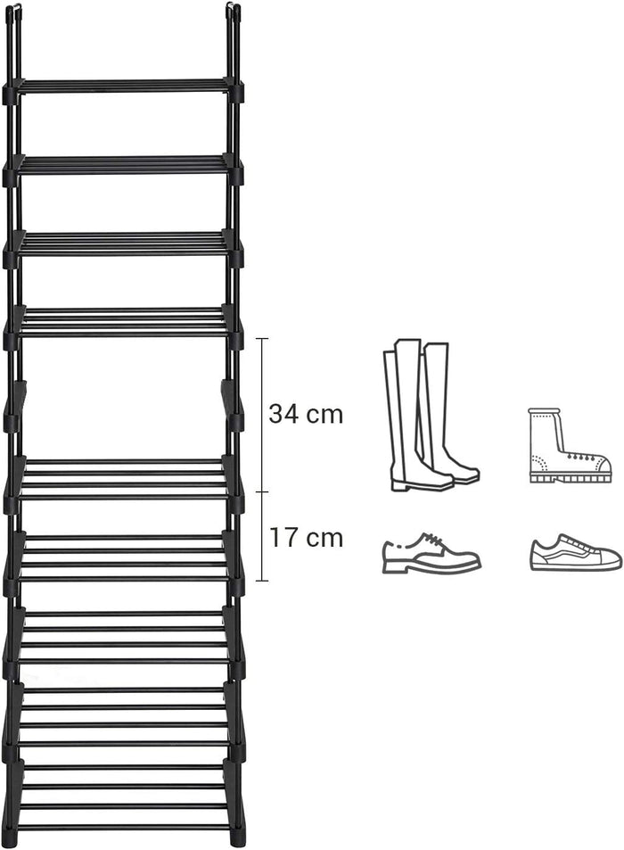 Metalen Schoenenrek met 10 Planken, doe-het-zelf, Standplank, ruimtebesparend, multifunctioneel, Woonkamer, Slaapkamer, Keuken
