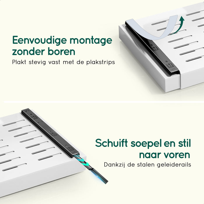 XIVADA Keukenkast organizer - Schuiflade  - Aluminium - 35 cm - Wit