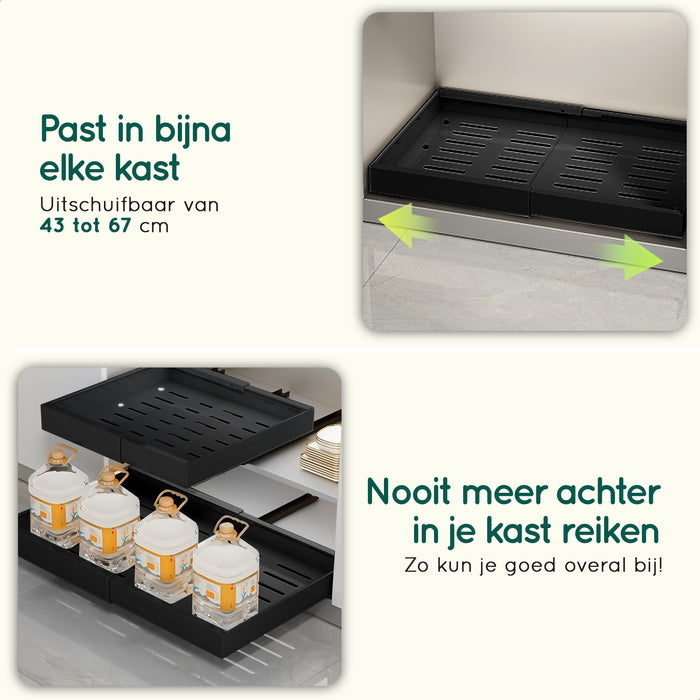 XIVADA Keukenorganizer - Schuiflade  - Aluminium - Verstelbaar - Zwart