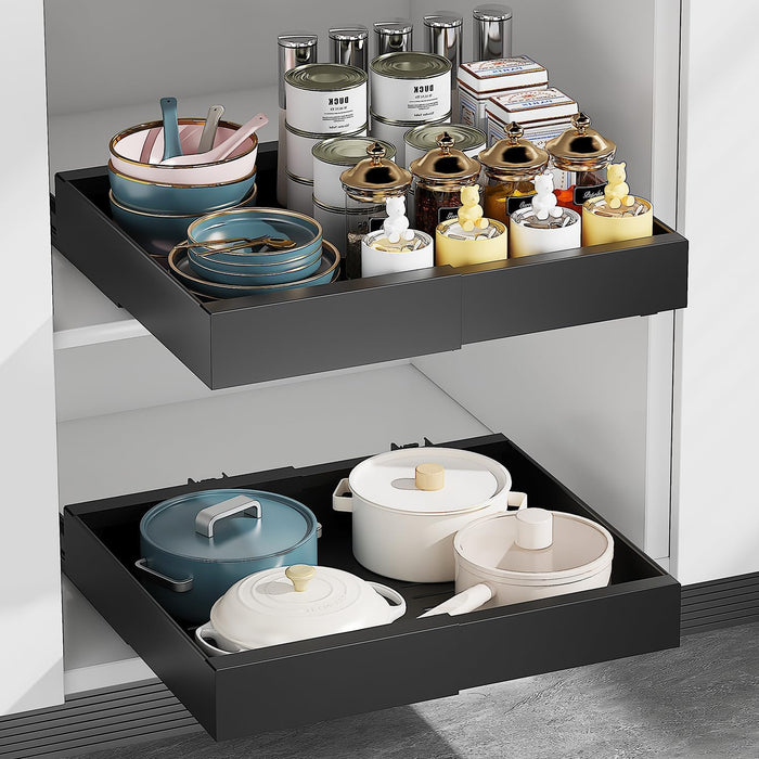 XIVADA Keukenorganizer - Schuiflade  - Aluminium - Verstelbaar - Zwart