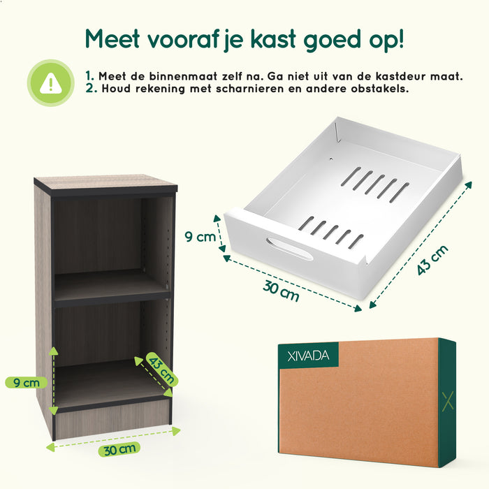 XIVADA Keukenkast organizer - Schuiflade  - Aluminium - 30 cm - Wit