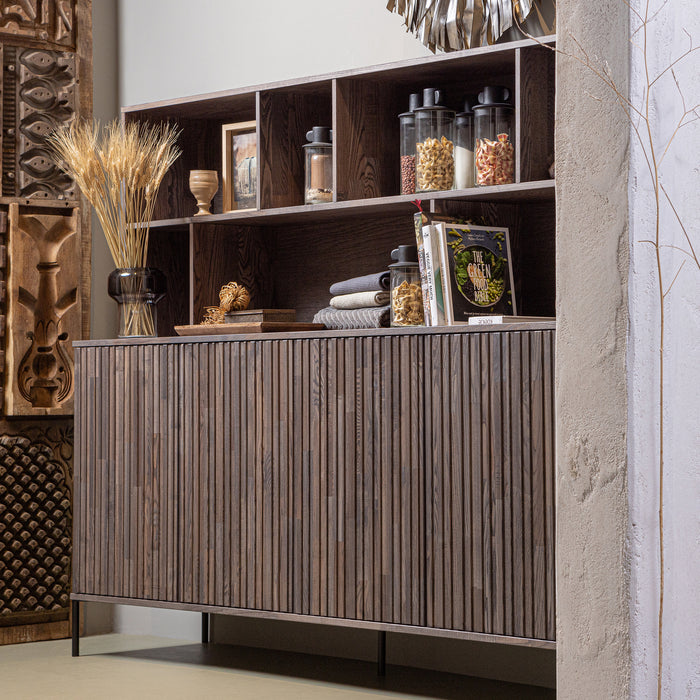 WOOOD New Gravure Wandkast B 200 cm - Essen - Espresso