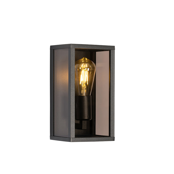 QAZQA Buiten wandlamp zwart met smoke glas 26 cm IP44 - Charlois