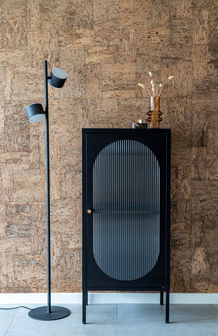 House Nordic Adelaide Zwart | Glas Vitrinekast 1-Deur