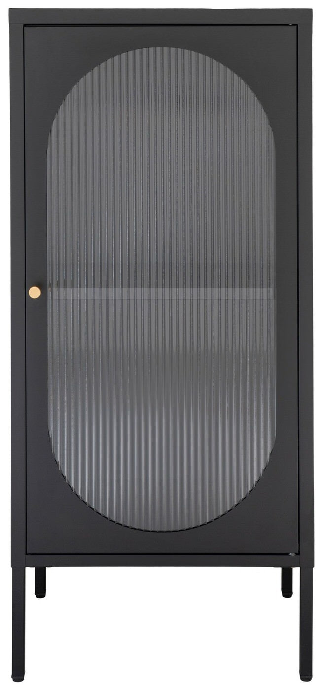 House Nordic Adelaide Zwart | Glas Vitrinekast 1-Deur