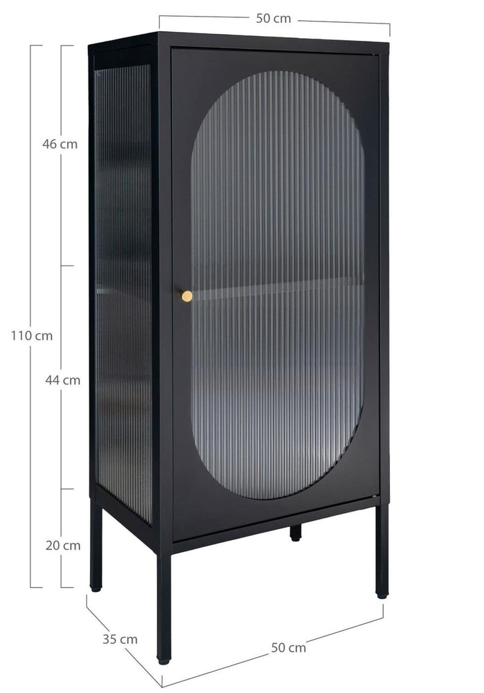 House Nordic Adelaide Zwart | Glas Vitrinekast 1-Deur