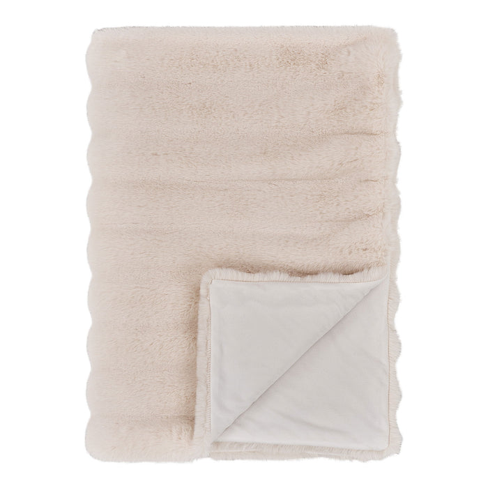 Galena Plaid - Plaid, artificial fur, white 130x180 cm