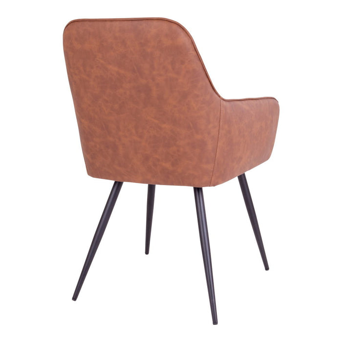 Harbo Dining Chair - Dining Chair in PU, vintage brown with black legs