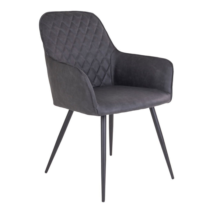 Harbo Dining Chair - Dining Chair, PU leather, dark grey, black legs