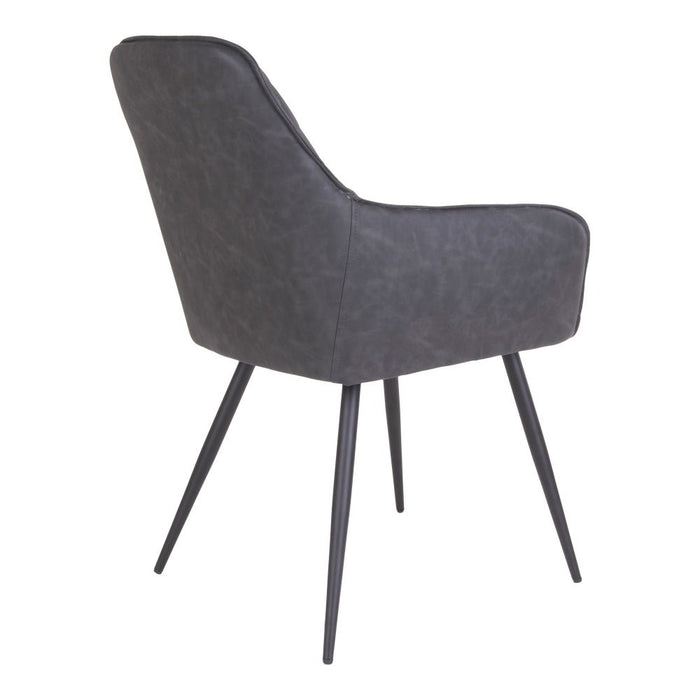 Harbo Dining Chair - Dining Chair, PU leather, dark grey, black legs