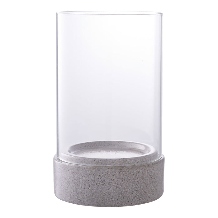 Hurricane Candle Holder - Hurricane candle holder, ceramic|glass, grey 16x25,5 cm