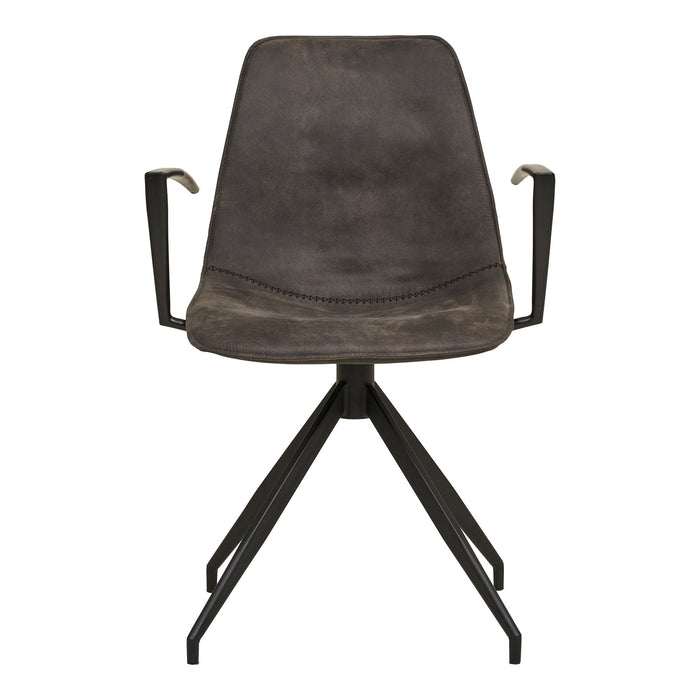 Monaco Dining Chair  - Swivel, armrest, microfiber, grey, black legs