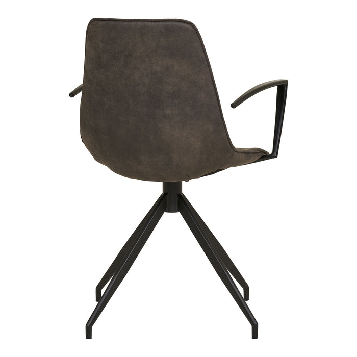 Monaco Dining Chair  - Swivel, armrest, microfiber, grey, black legs