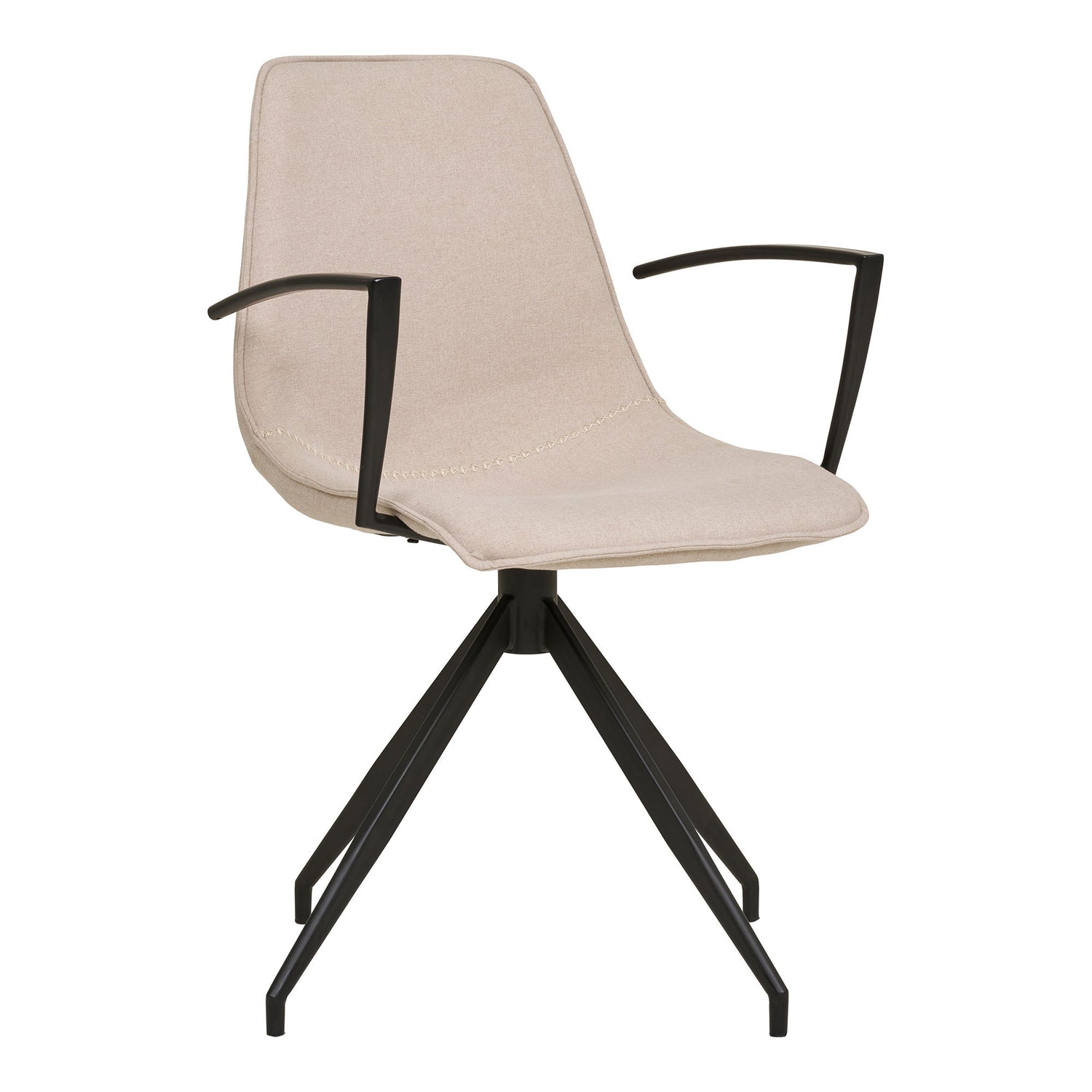 Monaco Dining Chair - swivel, armrest, sand with black legs