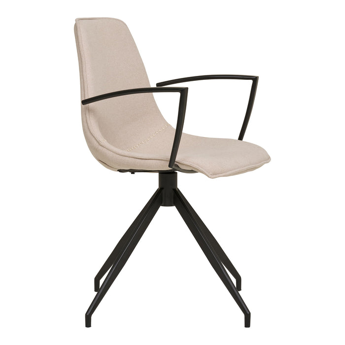 Monaco Dining Chair - swivel, armrest, sand with black legs