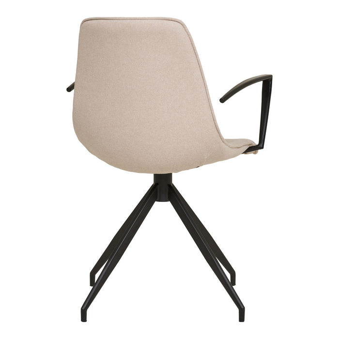 Monaco Dining Chair - swivel, armrest, sand with black legs