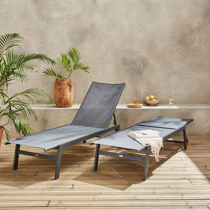 sweeek - Ligstoelen met meerdere posities textileen en metaal (set van