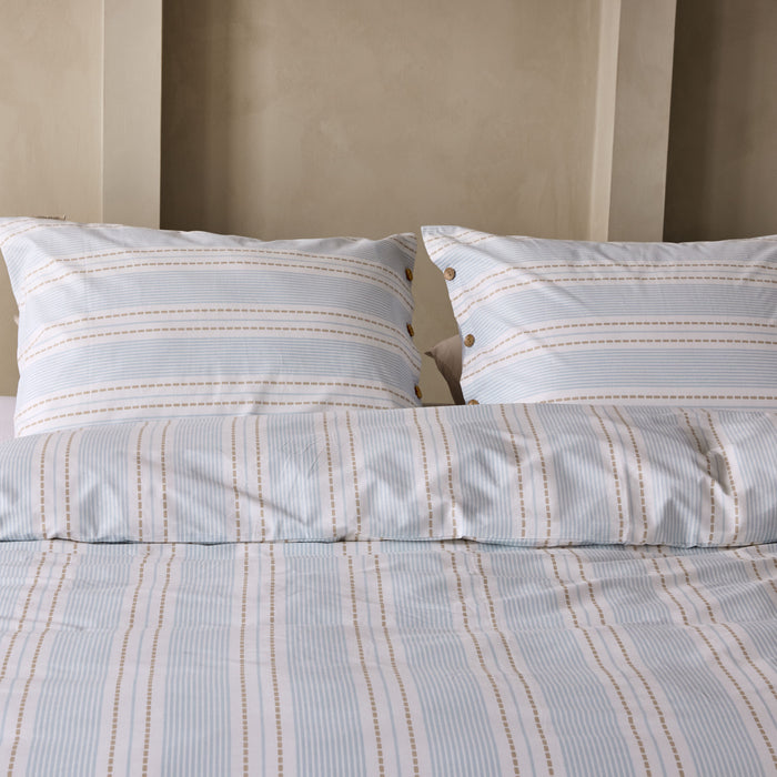 Walra Remade Striped Harmony Dekbedovertrek 240 x 220 cm - Off-White / Blauw