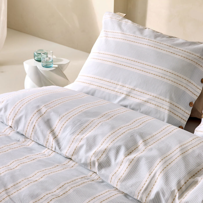 Walra Remade Striped Harmony Dekbedovertrek 240 x 220 cm - Off-White / Blauw
