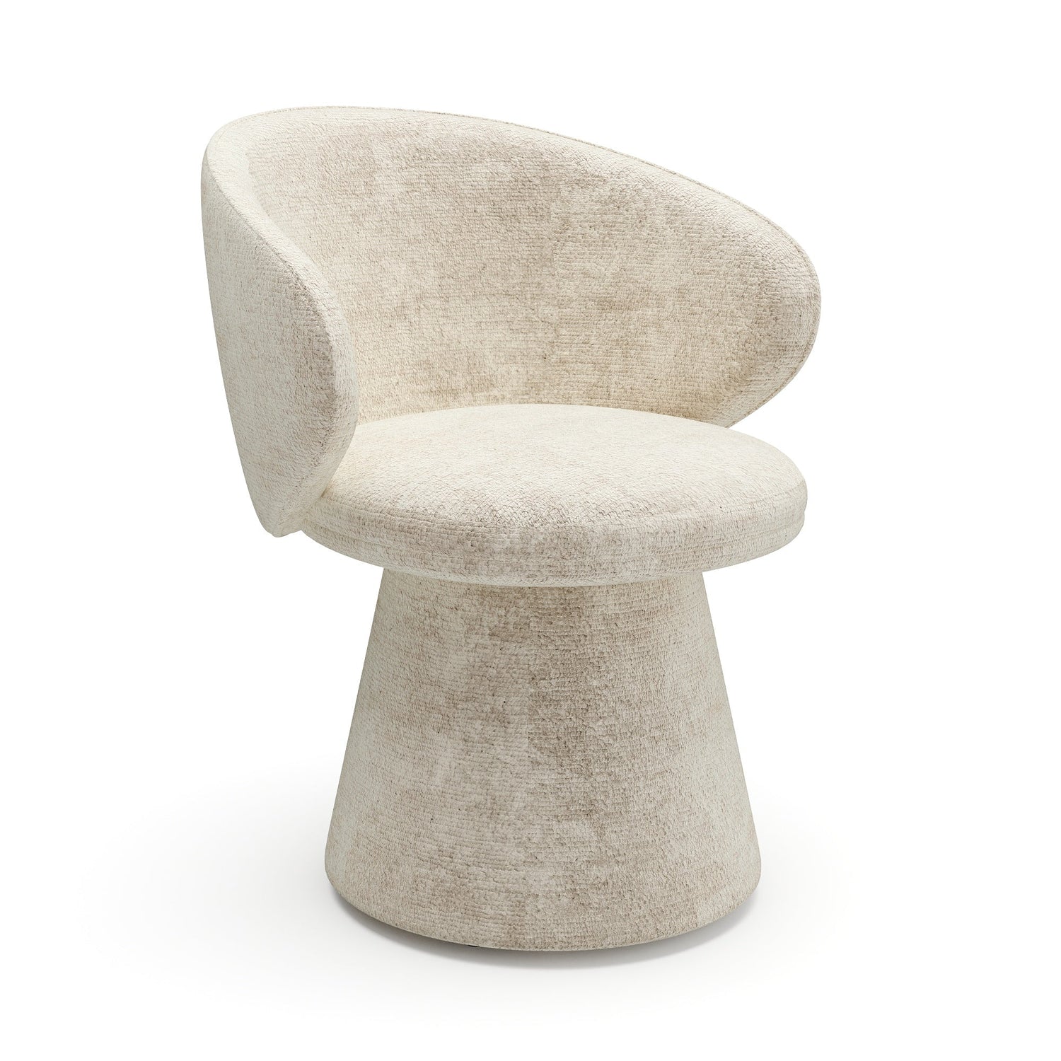 180° draaibare fauteuil in crème structuurfluweel